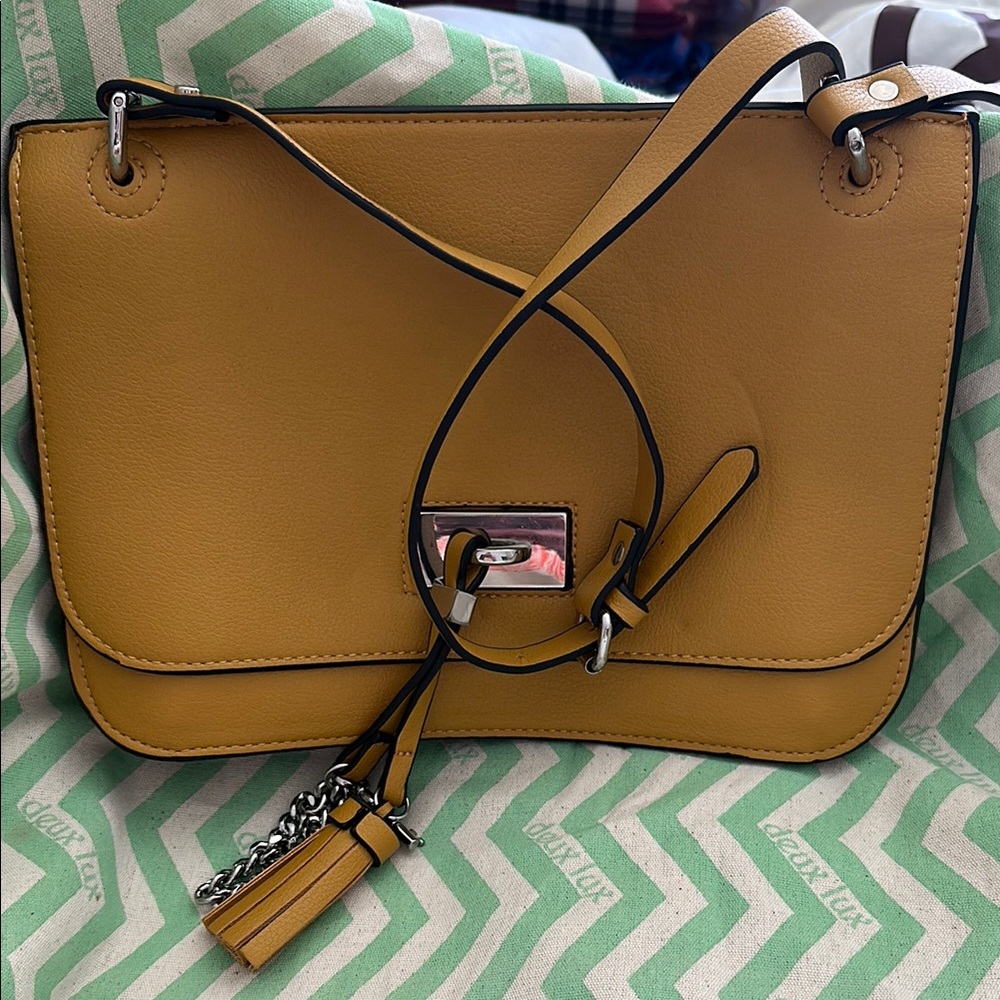 Zara Yellow Crossbody Bag with Elegant Tassel Accent NWOT